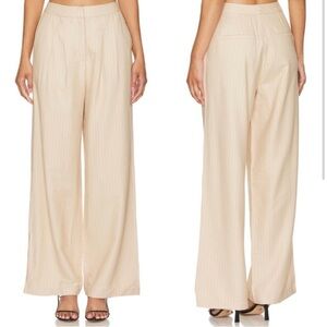 We Wore What Tailored Pant Pinstripe Trousers in Safari Multi Taupe Size 4